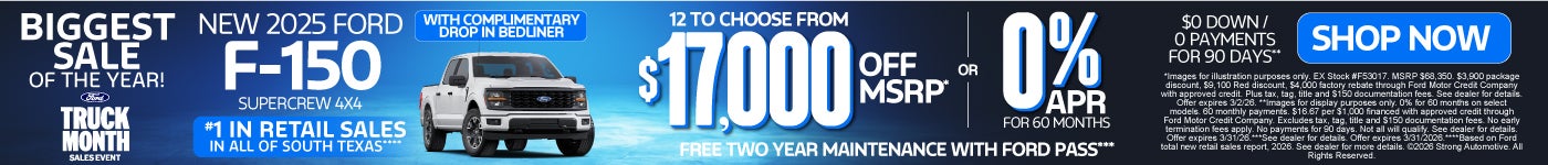 NEW 2025 FORD F150 SUPERCREW 4X4 "12 TO CHOOSE FROM $17,000 OFF MSRP* OR 0% APR for 60/ $0 down / 0