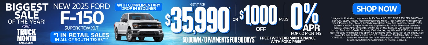 NEW 2025 FORD F-150 SUPERCREW XLT "GET FOR $35,990* or $1,000 OFF PLUS 0% APR for 60/ $0 down / 0 p